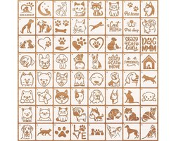 64-delige DIY Sjabloon Set - Dierlijke en Hartvormen - Herbruikbare Plastic Stencils voor Schilderen en Muurdecoratie - 12.7 x 12.7 cm