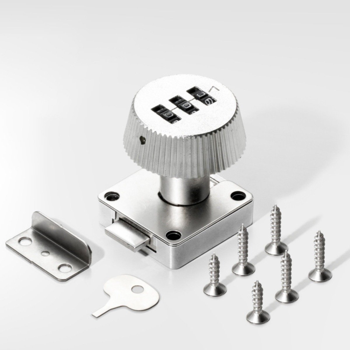 Mechanisch Lade‑slot Schuine Ontwerp - 3‑cijferig Resetbaar Combinatieslot, Anti‑hevel Alle‑metalen Wijzerplaat, Corrosiebestendig Silver