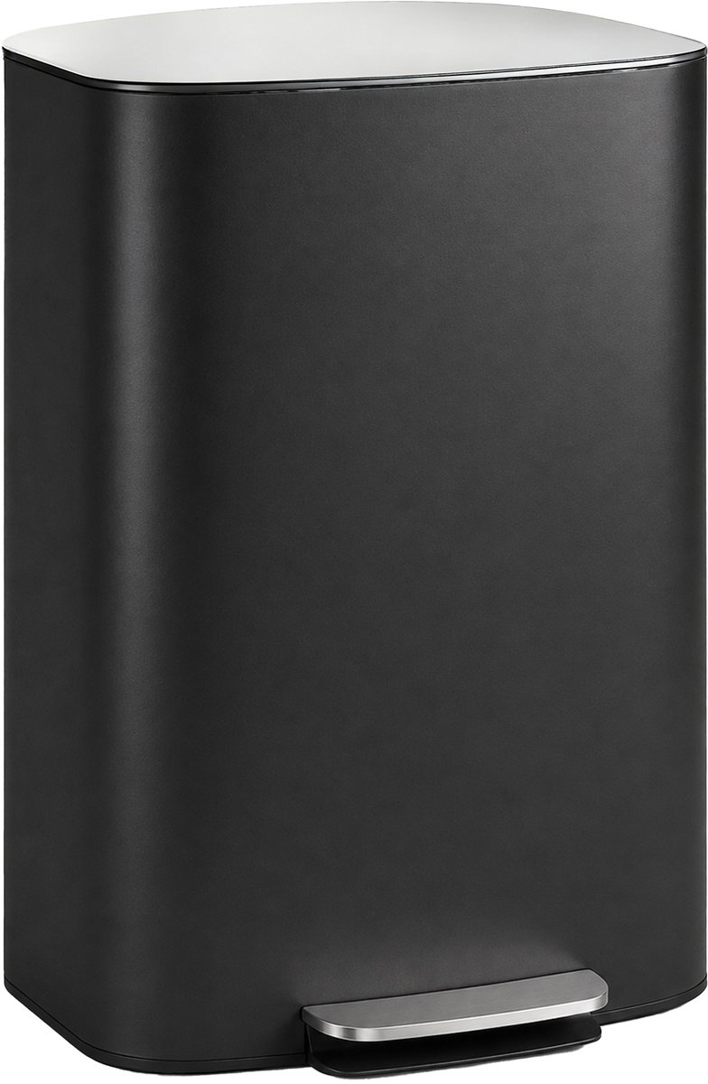 HOMCOM Prullenbak-Roestvrij staal-45,1L x 36,5B x 62,2H cm-Zwart