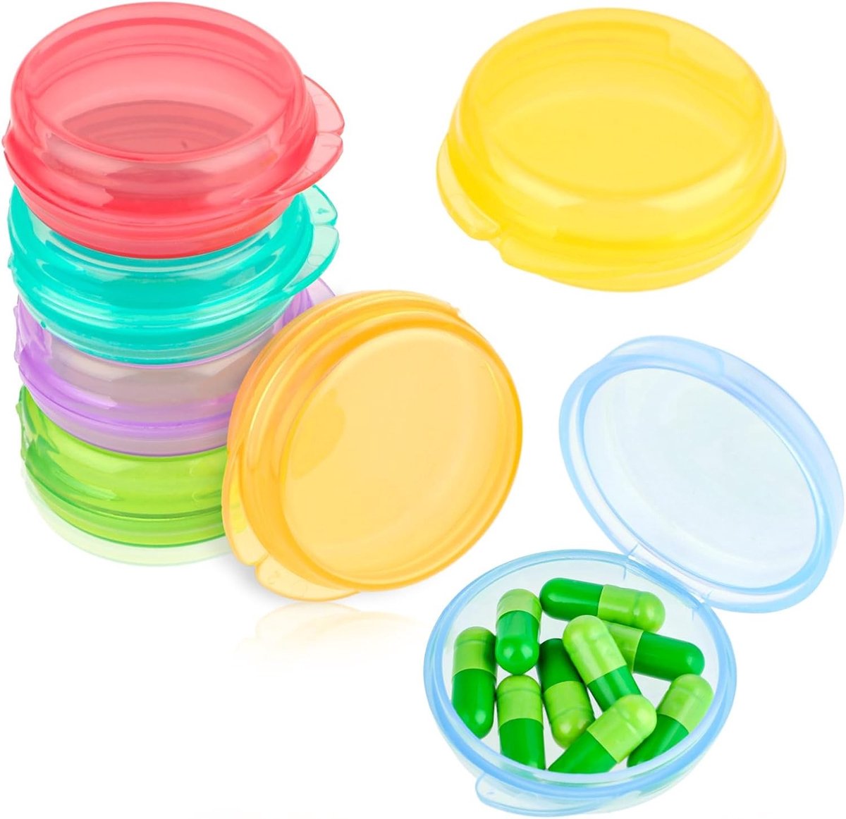 Compacte 7-delige Pillen Organizer voor Reizen, Handige Medicijnhouders en Opbergdozen voor Pillen