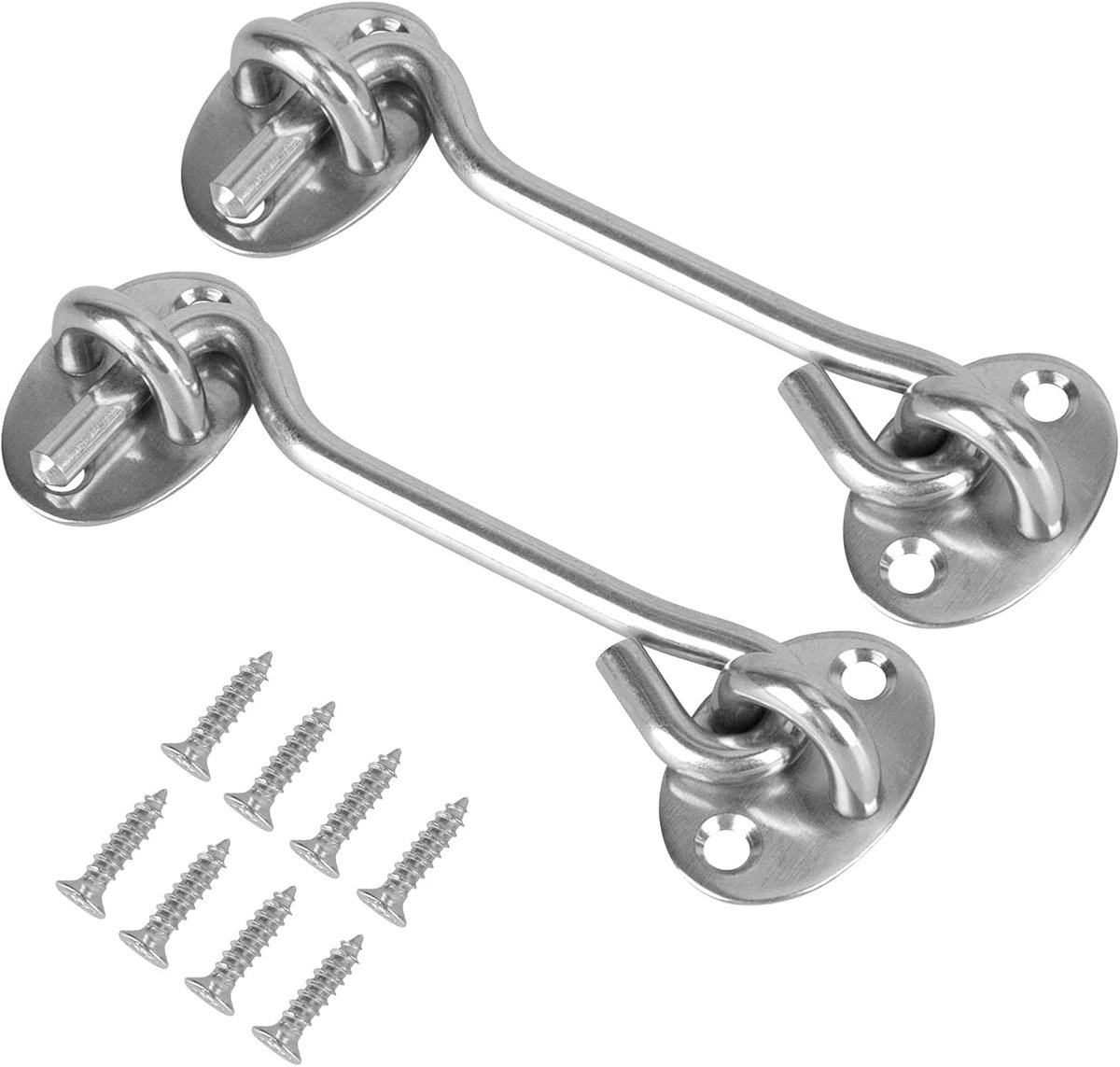 RVS Stormhaken 2 Stuks - Deur- en Raamvergrendeling voor Poort, Garage en Schuur (10cm/4inch)