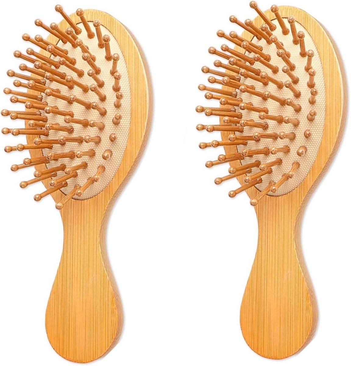 Haarborstel Set voor Alle Haartypes, 2 Stuks, Natuurlijke Bamboe Ontklitkam, Massagborstel, Reisborstel voor Mannen, Vrouwen en Kinderen