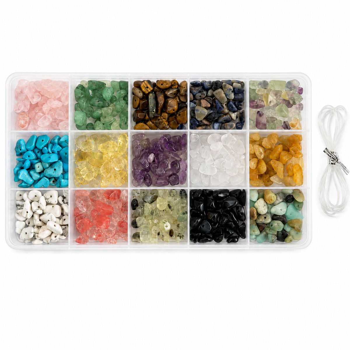 Natuursteen Kralen 450 stuks - 15 Kleuren Edelsteen Mix - Sieraden Maken voor Armband, Ketting & Oorbellen - Kasey