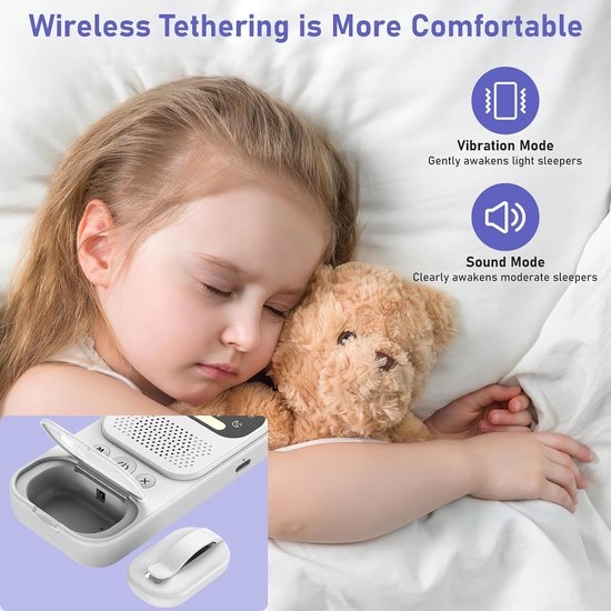 Bedplaswekker Kinderen - Plaswekker Baby - Zindelijkheidstraining - Draadloos Alarm - 10 Meter Bereik - Wit — afbeelding 5