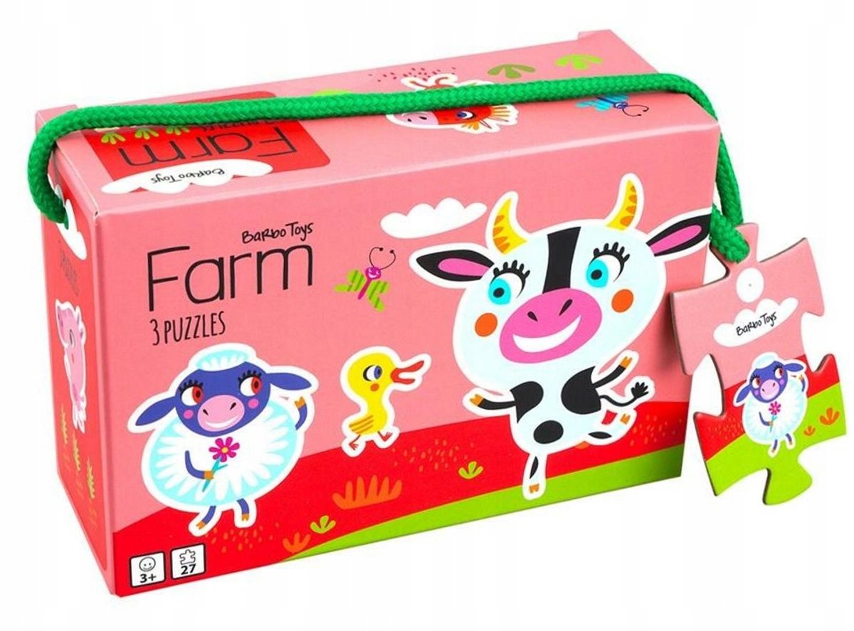 Mijn Eerste Puzzels: 3 Boerderij Puzzels (6, 9, 12 Stukjes)