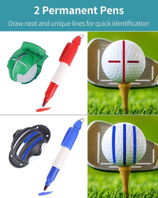Golf Ball Liner Tri-Line Set met Marker Pen - Triple Track Putter Stencil en Ball Marking Tools voor Precisie en Nauwkeurigheid van GOLF — afbeelding 2