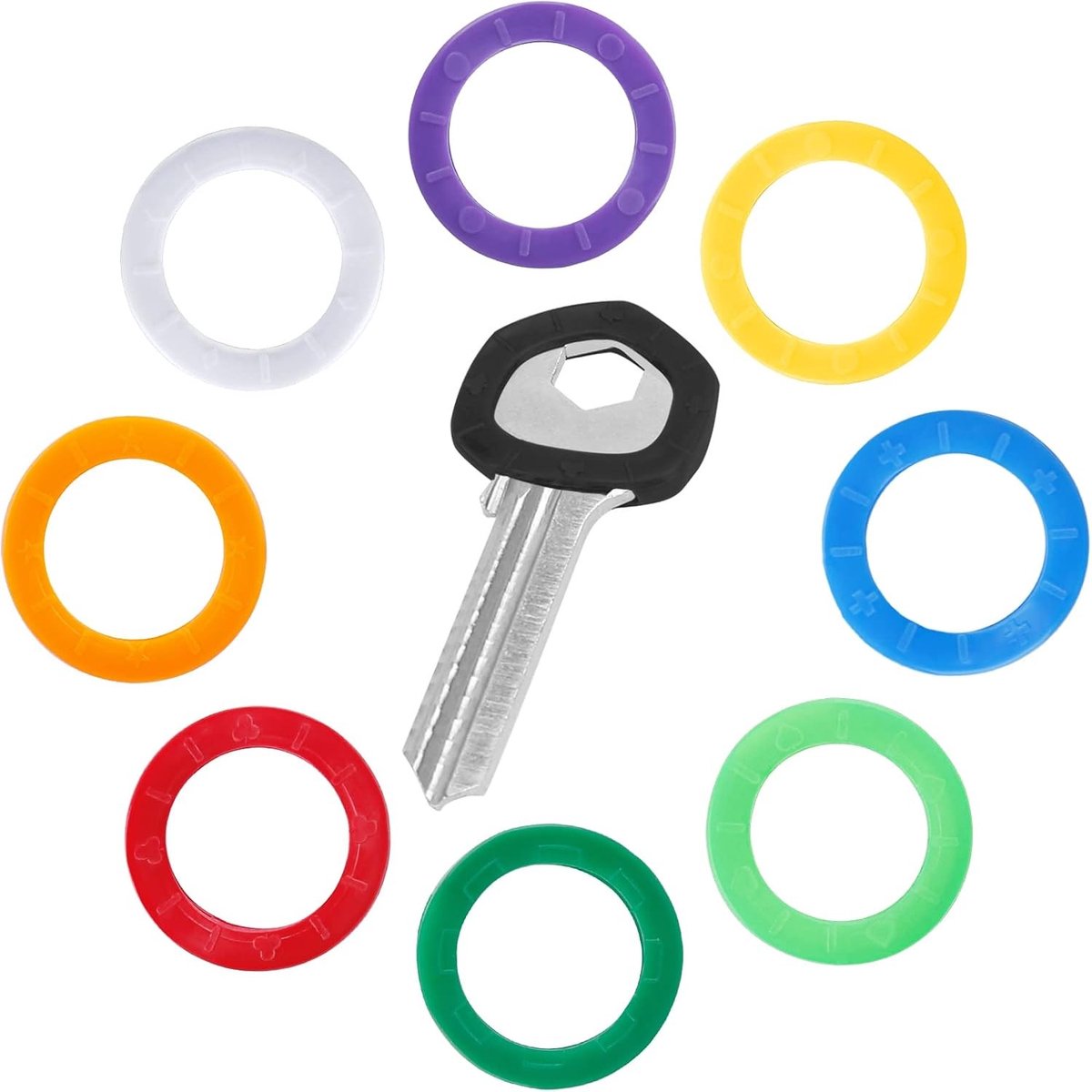 36 Pack 2.4cm Ronde Sleutelhulsjes in 9 Kleuren - Identificatie Labels voor Huissleutels en Organisatie