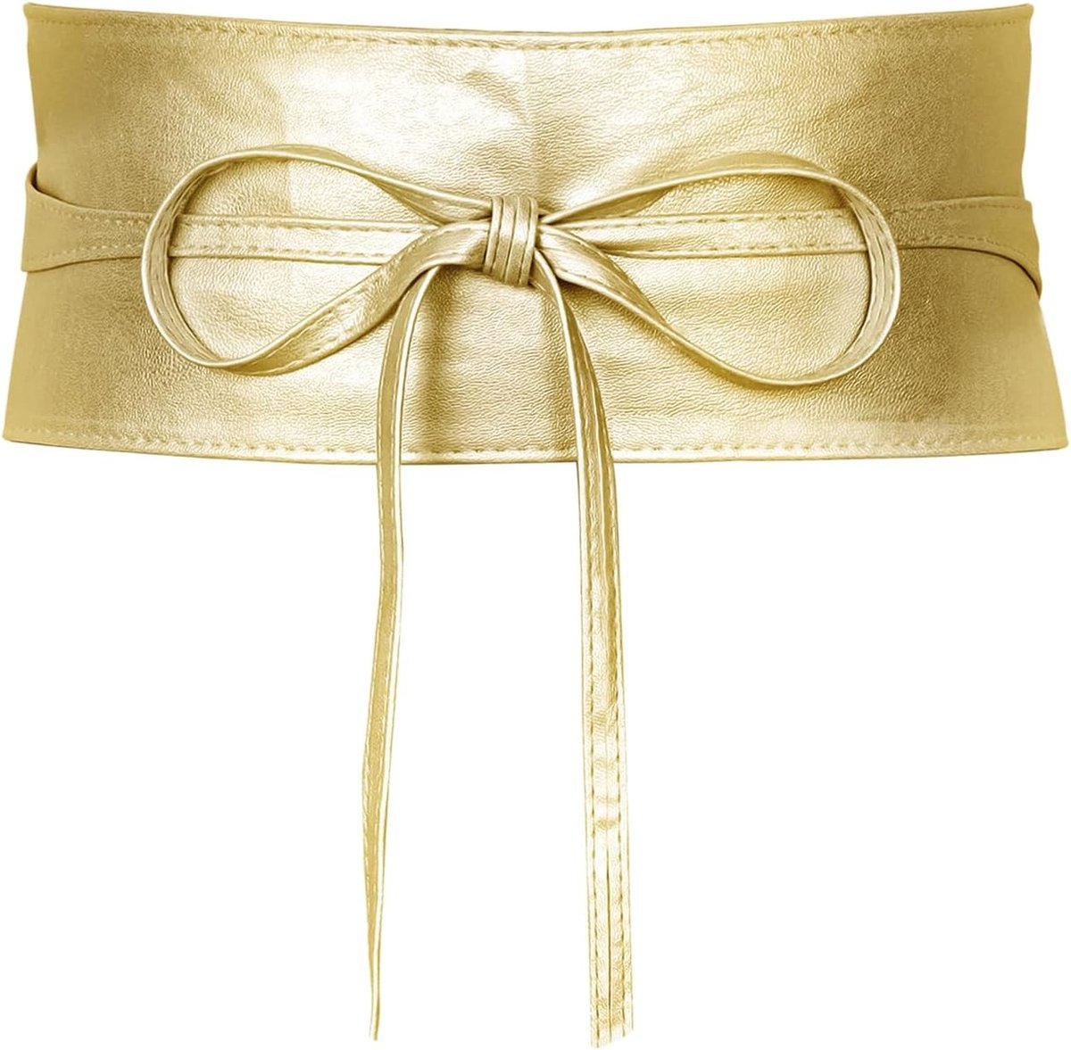 Dames Brede Zachte PU Leren Ceintuur met Trekkoord, Elegante Obi Strikceintuur voor Bruidsjurk en Feestoutfit