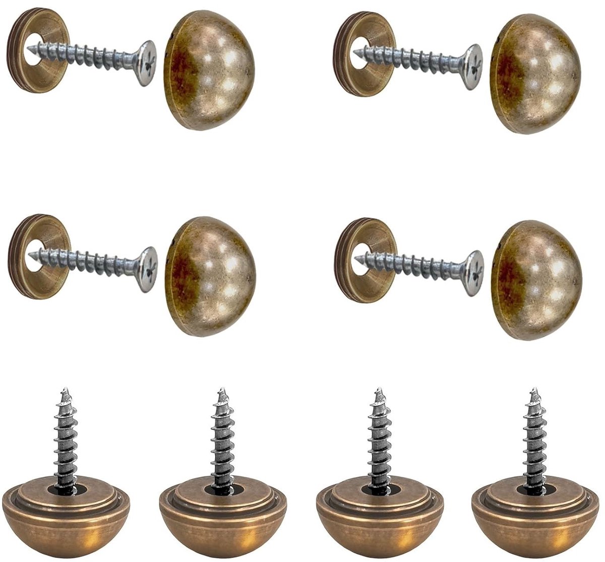 8 stuks 20mm Spiegel Schroeven, Bronzen Dome Gepolijst RVS Decoratieve Caps, Bevestigingsschroeven voor Glasmeubels en Wanddecoratie