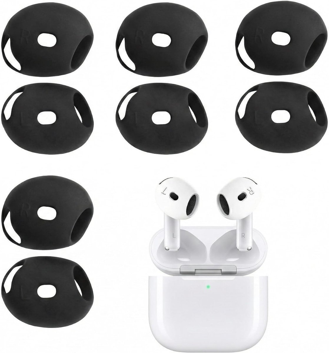 Zachte Oordopjes van Silicoon, Comfortabele Earpads voor Hoofdtelefoons, Bescherming voor Oren, 4 Paar (Zwart)