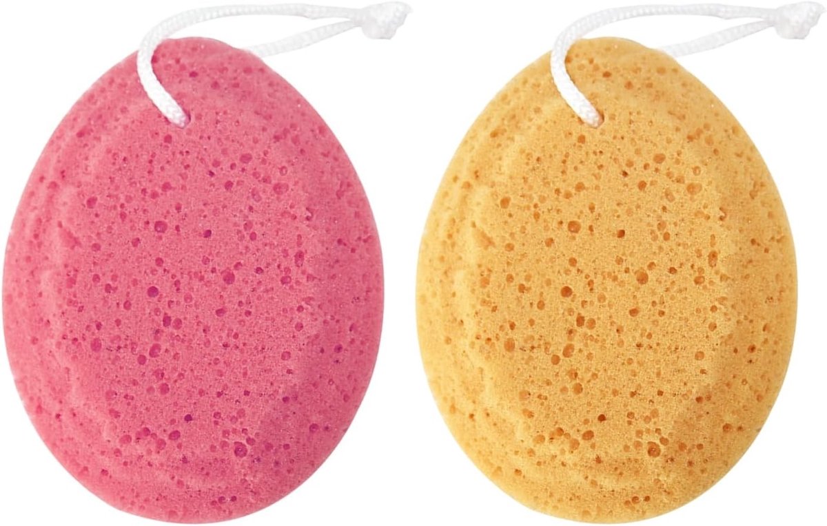 Set van 2 Bad Sponsen met Trekkoord, Peeling Douche Spons voor Mannen en Vrouwen, Badaccessoires voor Koppels en Ontspanning