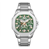 Lee Cooper-Herenhorloge-transparant uurwerk-zilver-groen-rose-50 meter waterdicht-afmeting 45 x 45 mm