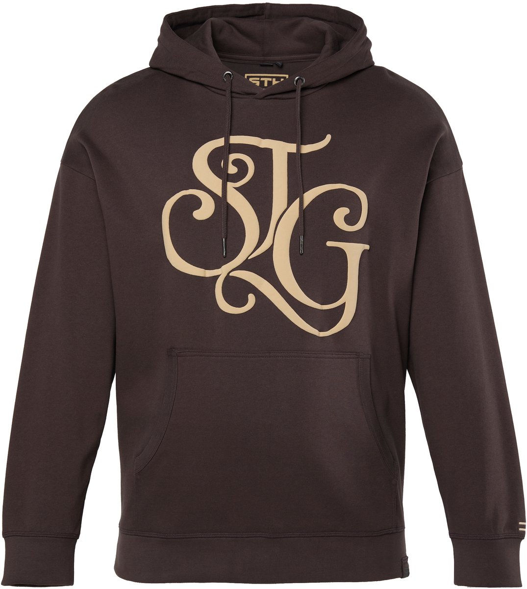 STHUGE - Heren - Hoodie casual pasvorm sweater met capuchon borstprint tot 8XL - Kastanjebruin - Maat 8XL