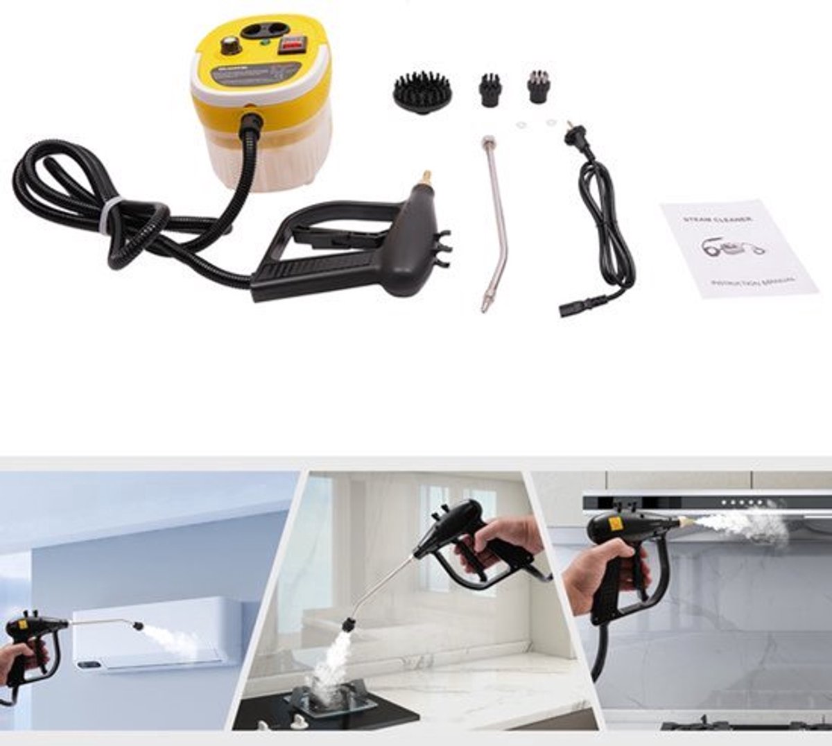 Stoomreiniger Hogedruk - 2500 W Vermogen - 1.2 L Waterreservoir - PP Materiaal - Voor Vloeren En Meubels