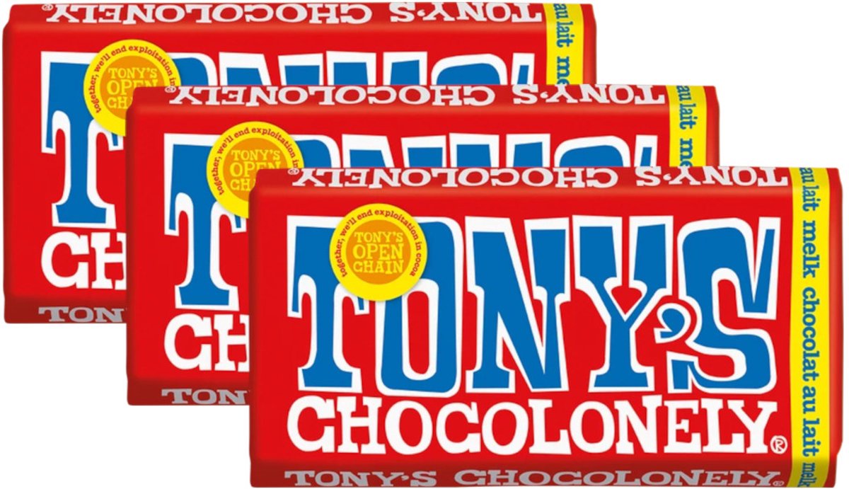 Tony's Chocolonely Melk - Multipack - Chocolade - 540g (3x180g)