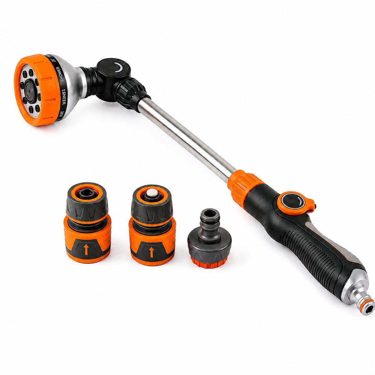 Somstyle Sproeikop Tuinslang XL - 8 Standen - Sproeier voor Tuin - Spuitpistool - Oranje / Zwart
