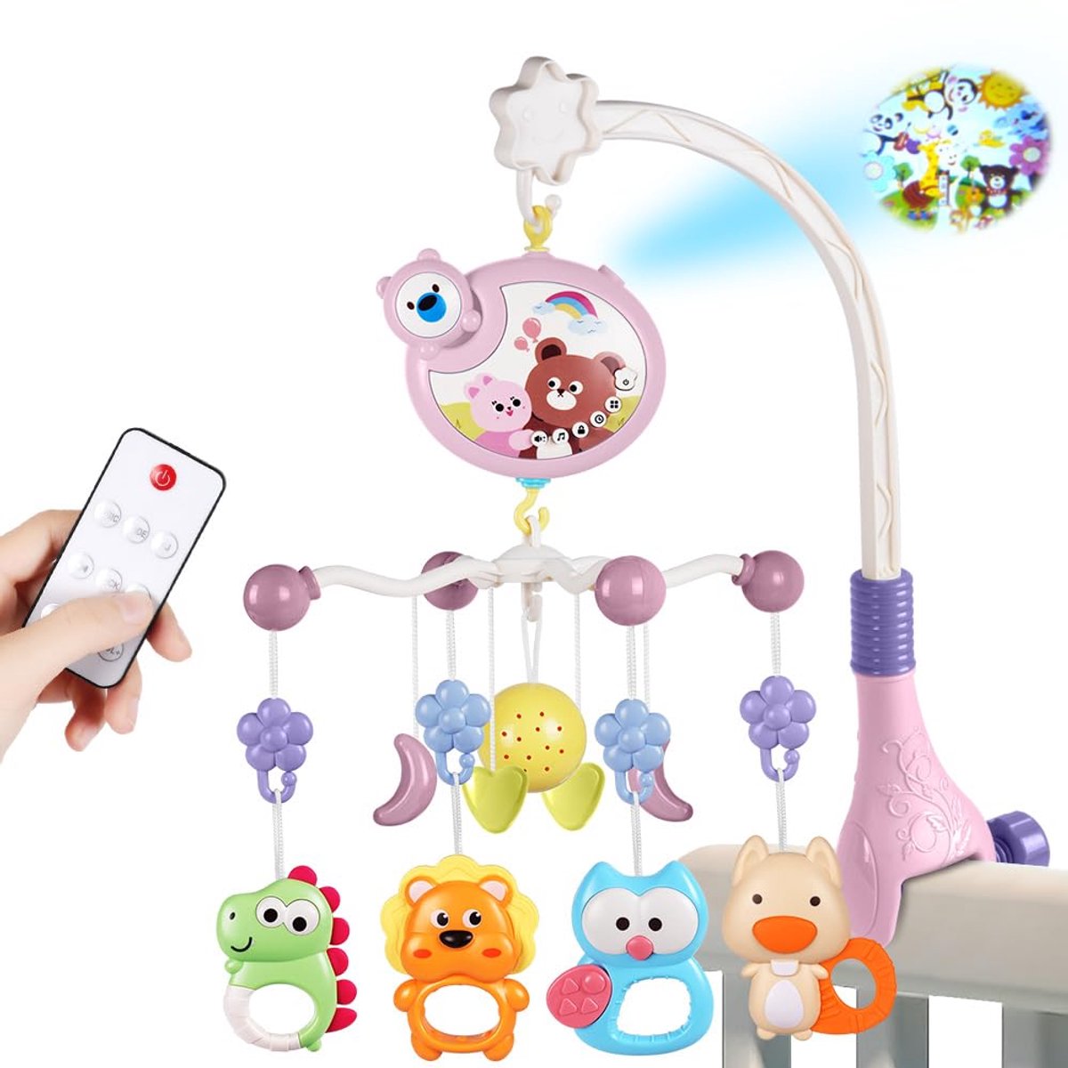 Namajunas - Baby speelgoed - Mobiel met Afstandsbediening voor de Wieg - Wiegspeelgoed - Hangend Speelgoed voor de Babywieg - Draagbaar en Mobiel - Kinderwagen Speelgoed - Kinderwagen Accessoire - voor baby - 0+ maanden