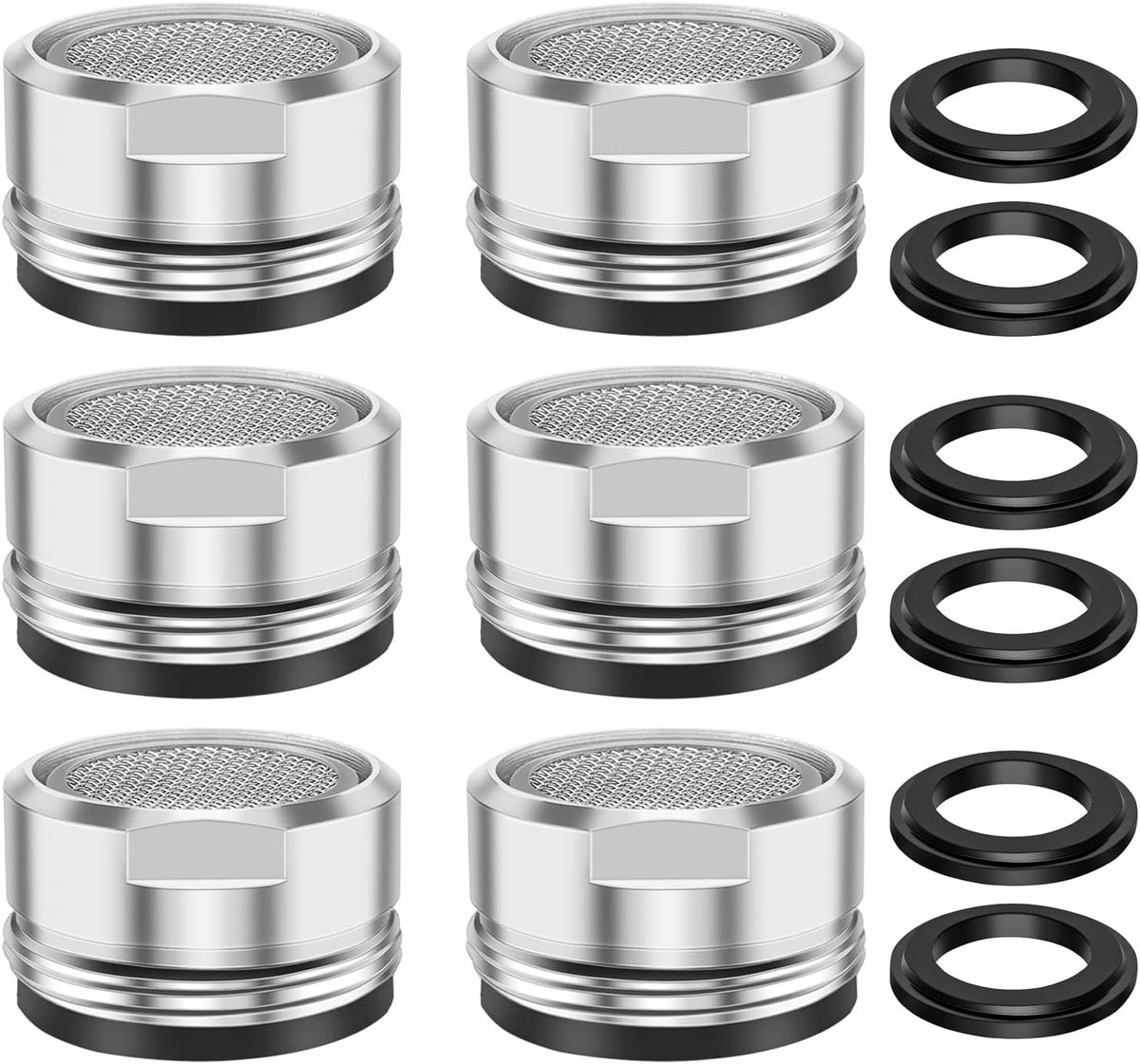 Set van 6 Waterkranen met Mengmondstuk, Luchtbel, Honingraat en Rubber Ring voor Keuken en Toilet
