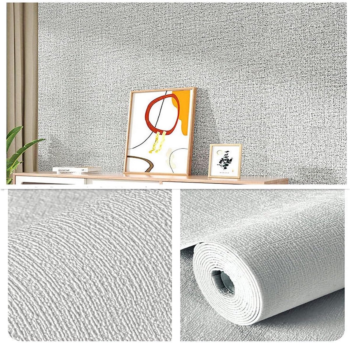 Behang - Zelfklevende Plafondpanelen - Muurstickers - 10m x 50cm - Waterdichte Schuimtegels met Aluminiumfolie - 2,5 mm Dik- 1 rol - Lichtgrijs