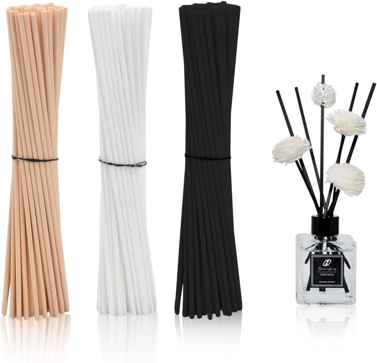 180 Stuks Riet Diffuser Sticks Navulset voor Ruimtes, Geur Sticks en Houten Rietstokken voor Aromatherapie