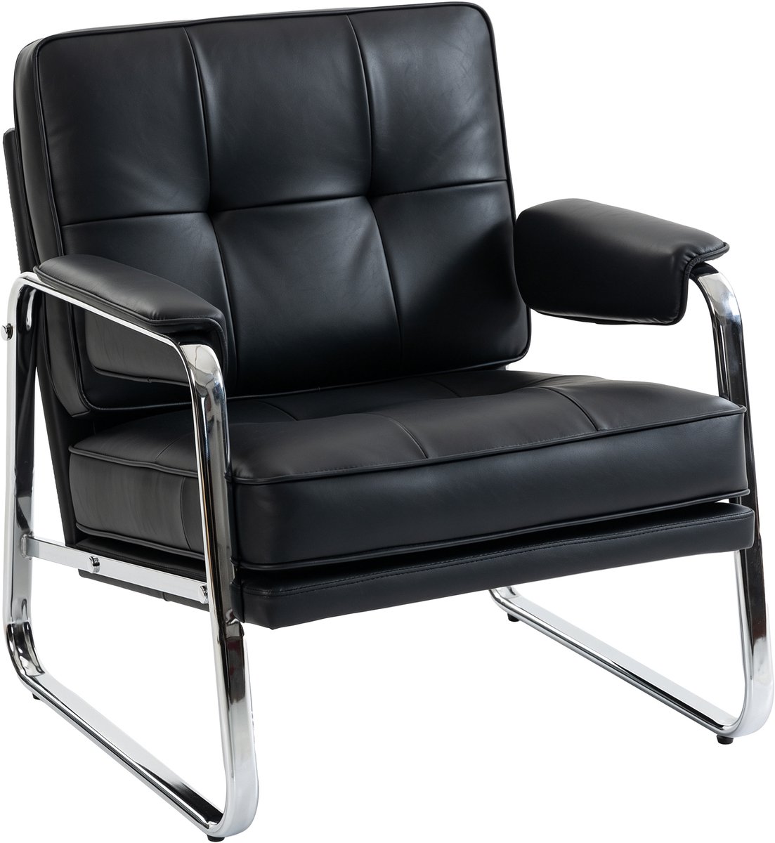 HOMCOM Armchair-PU-Leder, Originalschaumstoff-80L x 79B x 84H cm-Schwarz