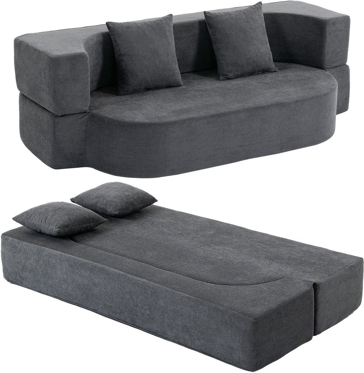 HOMCOM Sofa Bed-Polyester-190L x 80B x 60H cm-Dunkelgrau