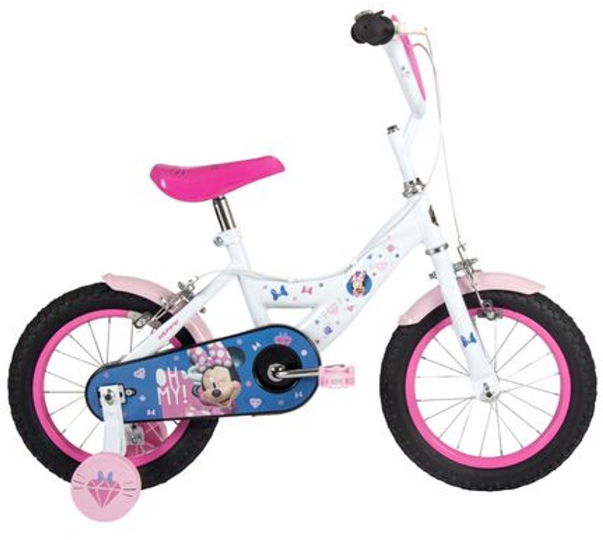 Disney Minnie Kinderfiets - Meisjes - 14 inch - Wit Roze - Twee handremmen