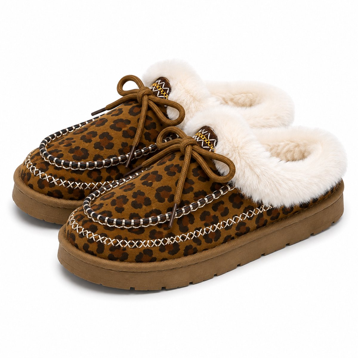 Dames Pantoffels – Warme Sloffen – Antislip Zool – Maat 36 – Panterprint – Valt klein, bestel 1 maat groter