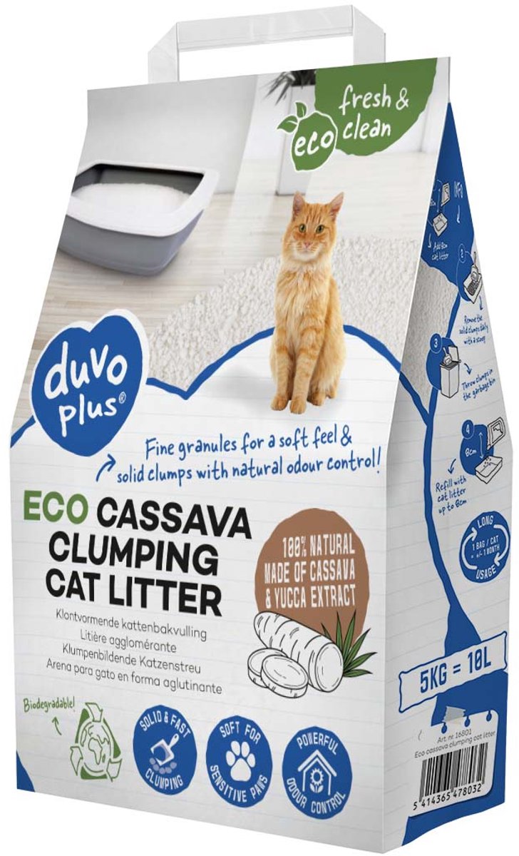 ECO cassave kattenbakvulling klontvormend 5kg-10L