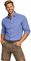 Trachtenhemd Blauw - Oktoberfest Overhemd - Oktoberfest heren - Carnavalskleding Heren voor bij Lederhosen Man - Partyxclusive - Polykatoen - Blauw - Maat XL
