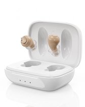 Membeli Gehoorapparaat Oplaadbaar In-het-oor - Mini Formaat - Magnetisch Opladen - 4 Volume Standen met Geheugen - Universeel Links & Rechts - Beige