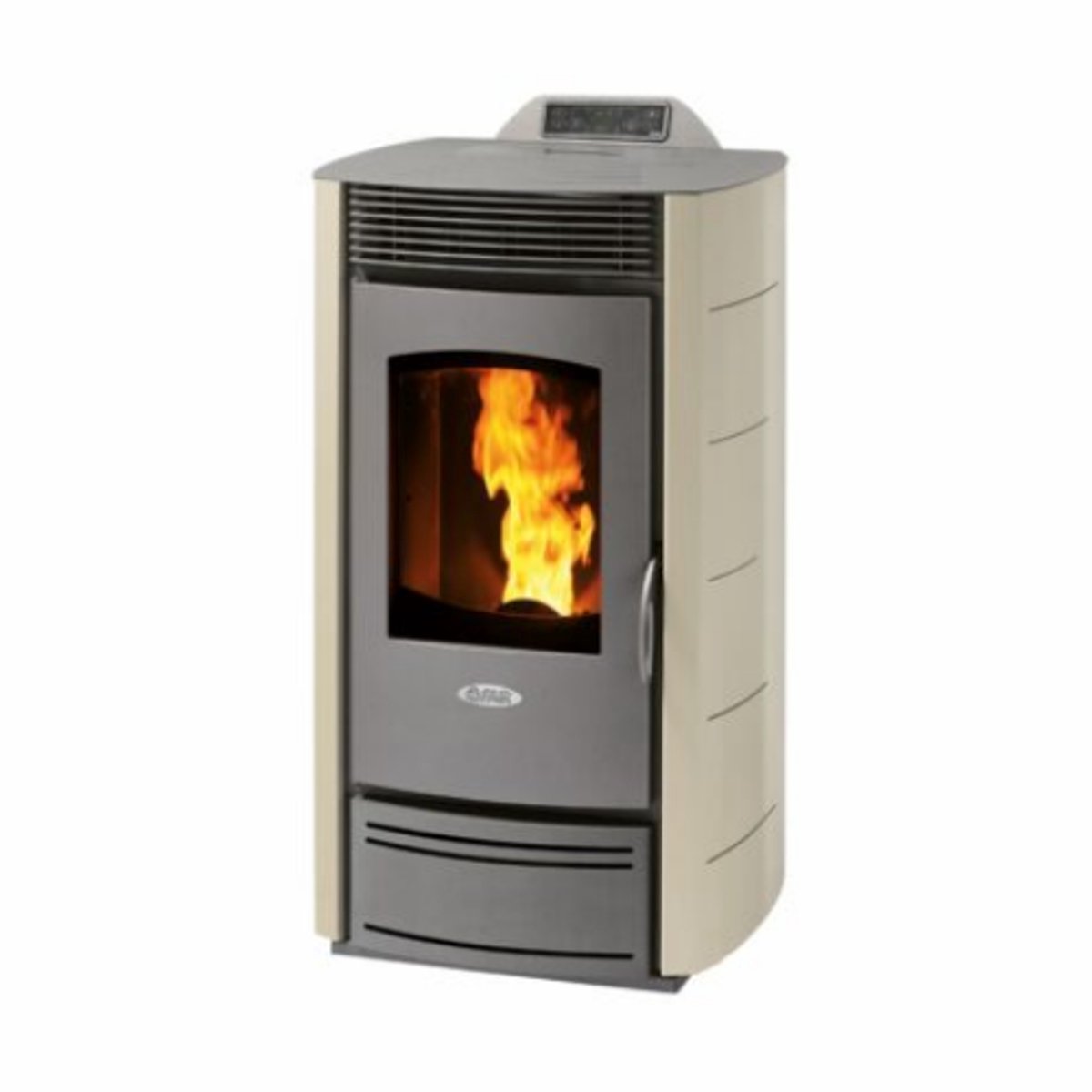 Fair M10 Pelletkachel 10 kW – Afgerond Design – Frontventilatie – Hoog Rendement – Ivoor – Verwarmt tot 280 m³