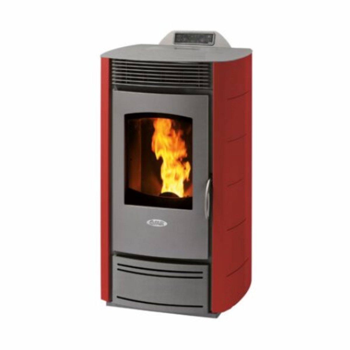 Fair M10 Pelletkachel 10 kW – Afgerond Design – Frontventilatie – Hoog Rendement – Bordeaux – Verwarmt tot 280 m³