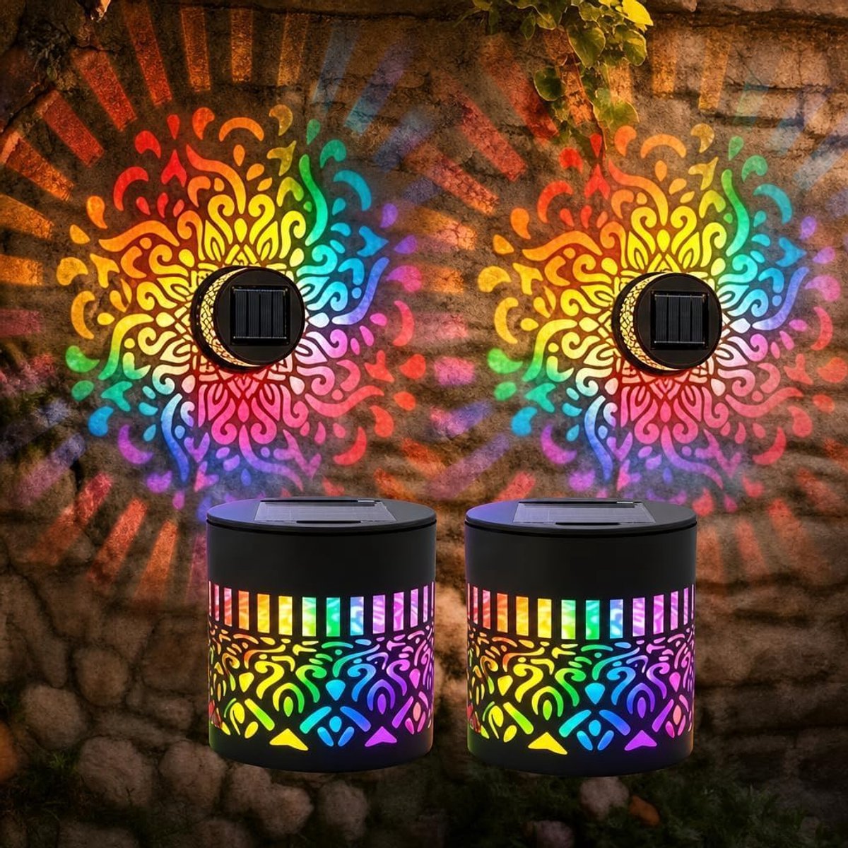 Wandlamp op zonne-energie voor buiten met 7 kleurverloop