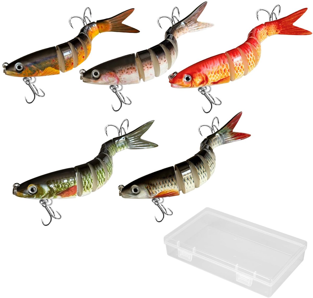 Kunstaas Wobbler - 5 stuks - Voor snoek, snoekbaars, baars en forel