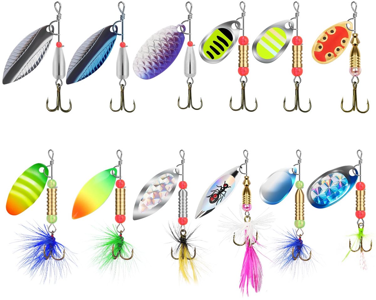 Visspinner - Met Hanenstaart, Flash, Koperen Lichaam en Blad - Twee-weg Spinner Systeem - voor Jiggen en Zoetwater Crappie Vissen