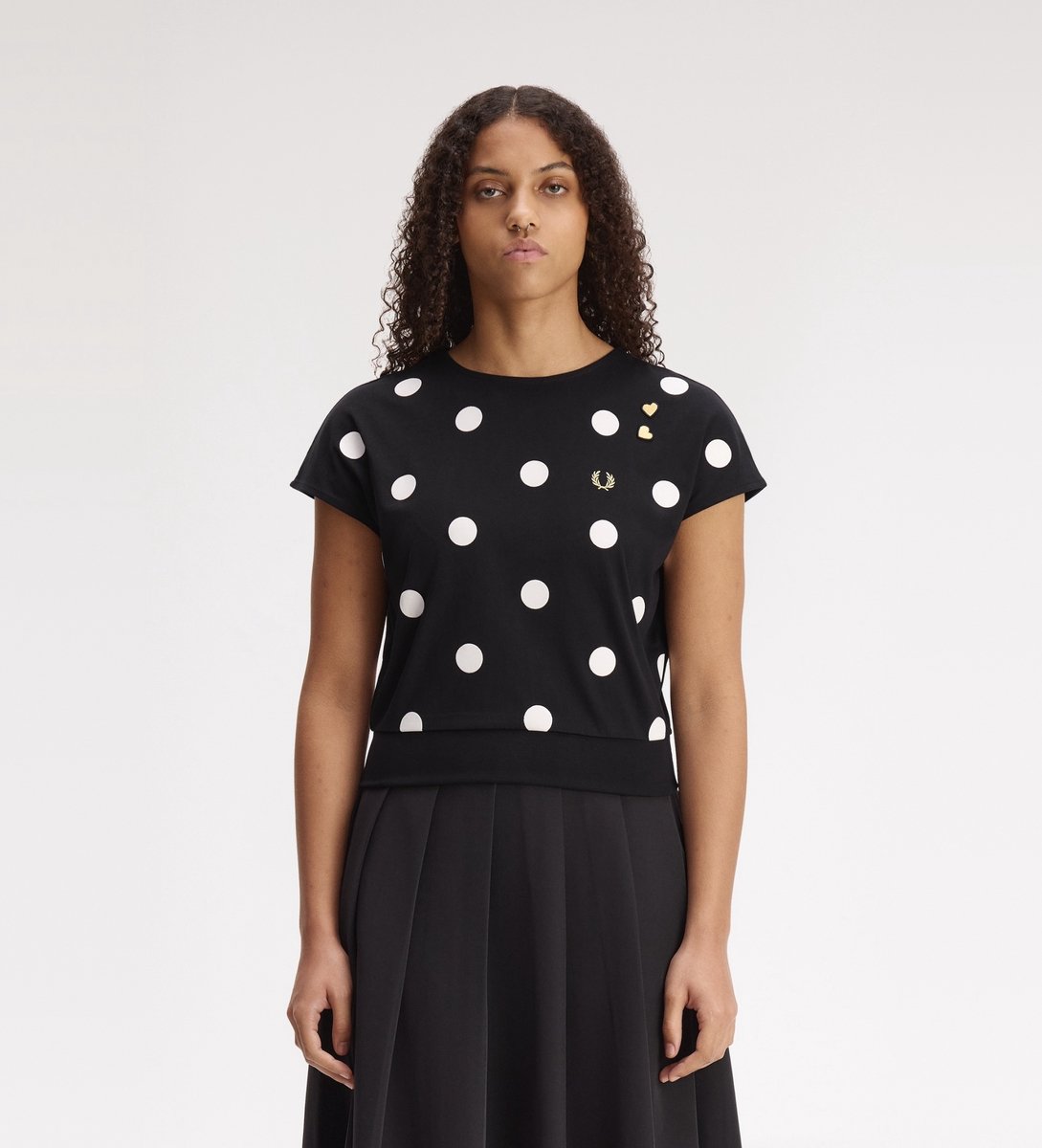 Fred Perry Gestippeld shirt met zwarte flock print