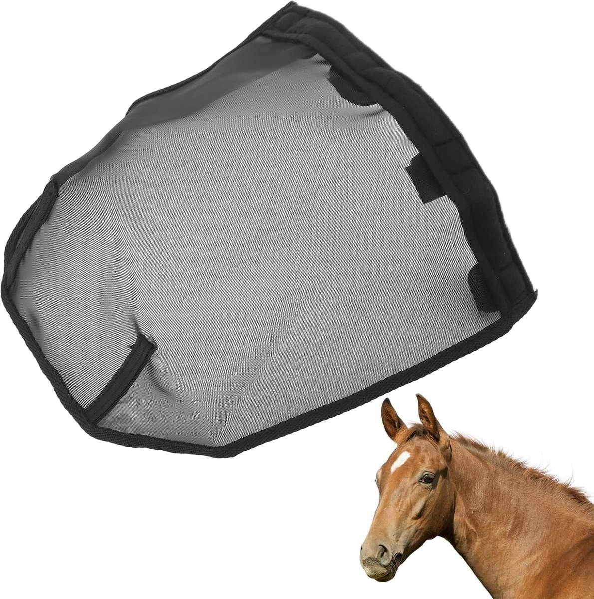 Duurzame Neusbescherming voor Paarden van Comfortabel en Ademend Fijn Gaas - Maat L, Zwart, Ideaal voor Thuis en Boerderij