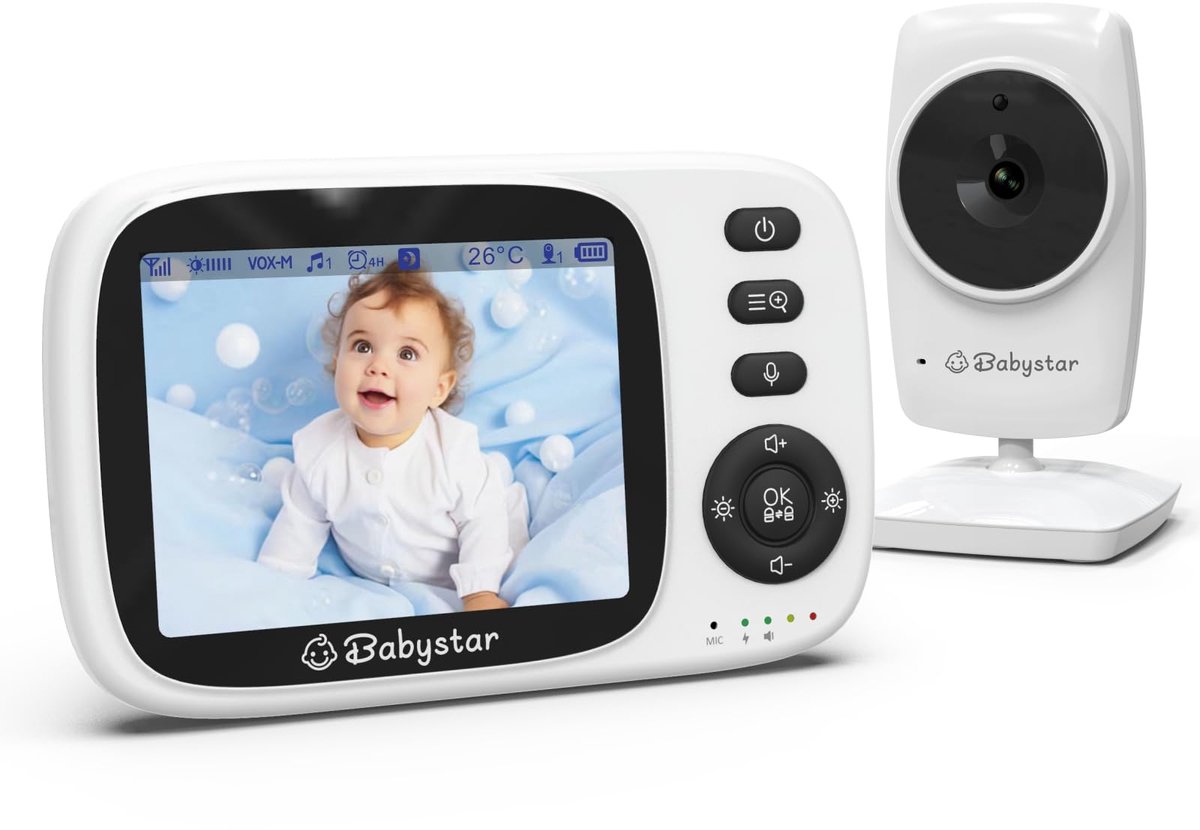 Babyfoon met Camera – 3,2 inch Scherm – Nachtzicht – 2-Weg Audio – VOX-modus – 300 m Bereik