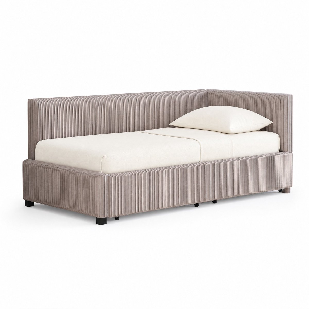 WUVRIE slaapbank 90x200 cm met 2 lades, lattenbodem en verstelbare rugleuning, grijs