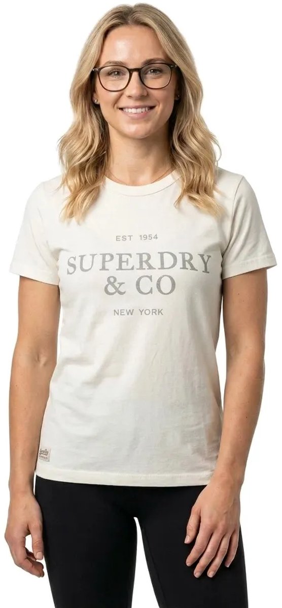 Superdry Luxe Casual Relaxed T-shirt Dames T-shirts Creme