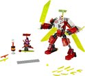 LEGO Ninjago bouwset inclusief rode Mech Jet, Richie op hoverboard, Digi Kai en gele zwaardaccessoires.