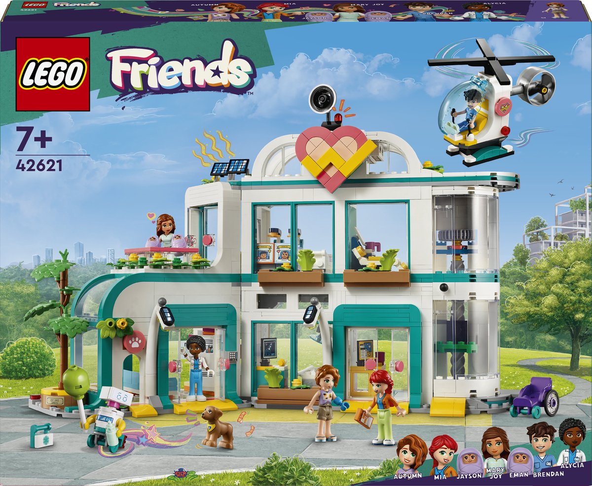 Bol.com LEGO 42621 Friends Heartlake City ziekenhuis Speelgoed met Robot, Mini Poppetjes en Helikopter aanbieding