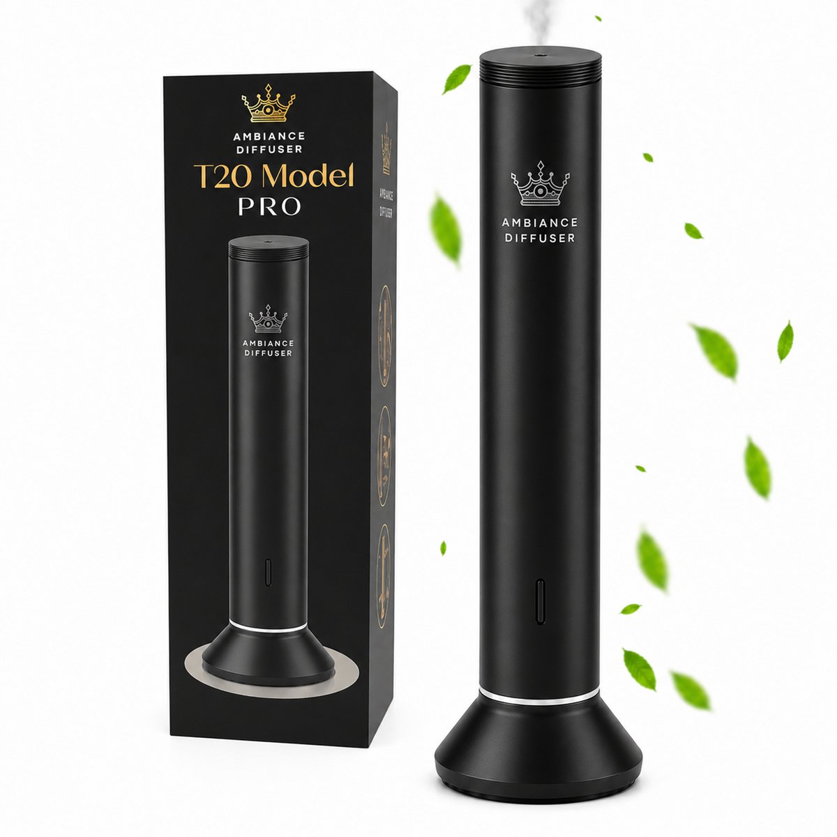 Ambiance Diffuser T20 PRO – Draadloze Aroma Diffuser – Waterloze Geurmachine – Bluetooth App – 120 ml – Tot 100 m² – Zwart
