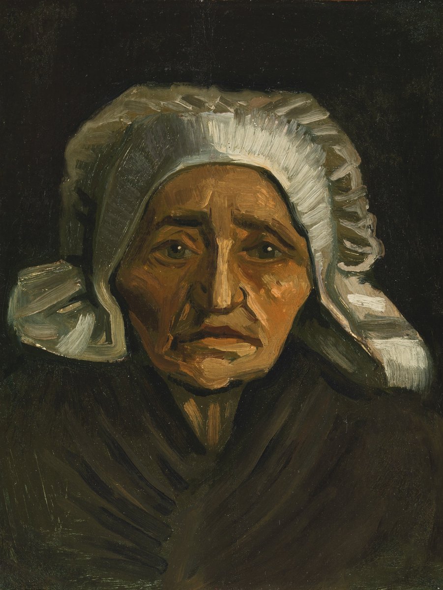 TOPMO - Vincent van Gogh - Kop van een oude boerin met een witte muts- 40X50CM- Diamond painting pakket - HQ Diamond Painting - VOLLEDIG dekkend - Diamant Schilderen - voor Volwassenen – ROND