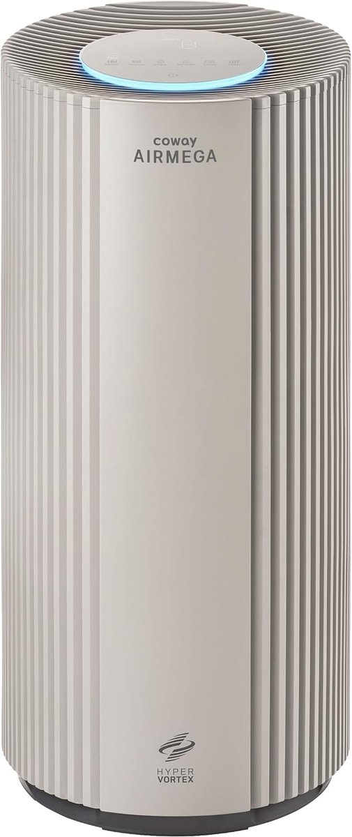 Coway Luchtreiniger AIRMEGA 450 – HEPA filter + koolstoffilter – voor grote ruimtes tot 191 m² - Tegen stof, pollen en allergenen - CADR 734 m³/u – energiebesparende modus – ECARF gecertificeerd - Air Purifier – Beige