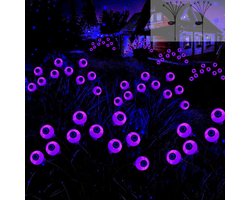 Solar Tuinverlichting - 2 Stuks - Halloween decoratie - 6 ogen - Halloween-lantaarn - Tuinsteker - Sfeerverlichting - Tuinverlichting op zonne-energie buiten - Led buitenverlichting - Swingende Solar Lights - voor enge sfeer - paars