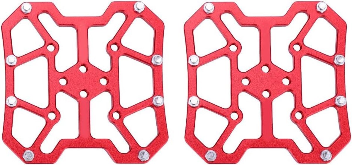 Aluminium Clipless Pedal Adapters voor SPD - Fietspedaal Adapter Platform voor Verbeterde Grip en Prestaties (Rood)