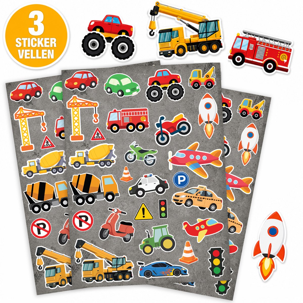 Voertuigen Stickervellen - Stickers Jongens - Voertuigen Speelgoed