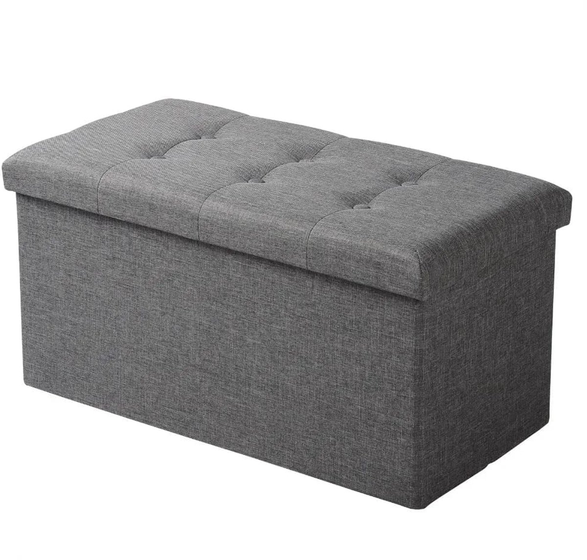 Klarven® Opbergkist Grijs linnen - Fluwelen Opbergkist met Zitbank - Opvouwbaar, 80 Liter Opslag, Draagvermogen tot 150 kg - B 76 x D 38 x H 38 cm
